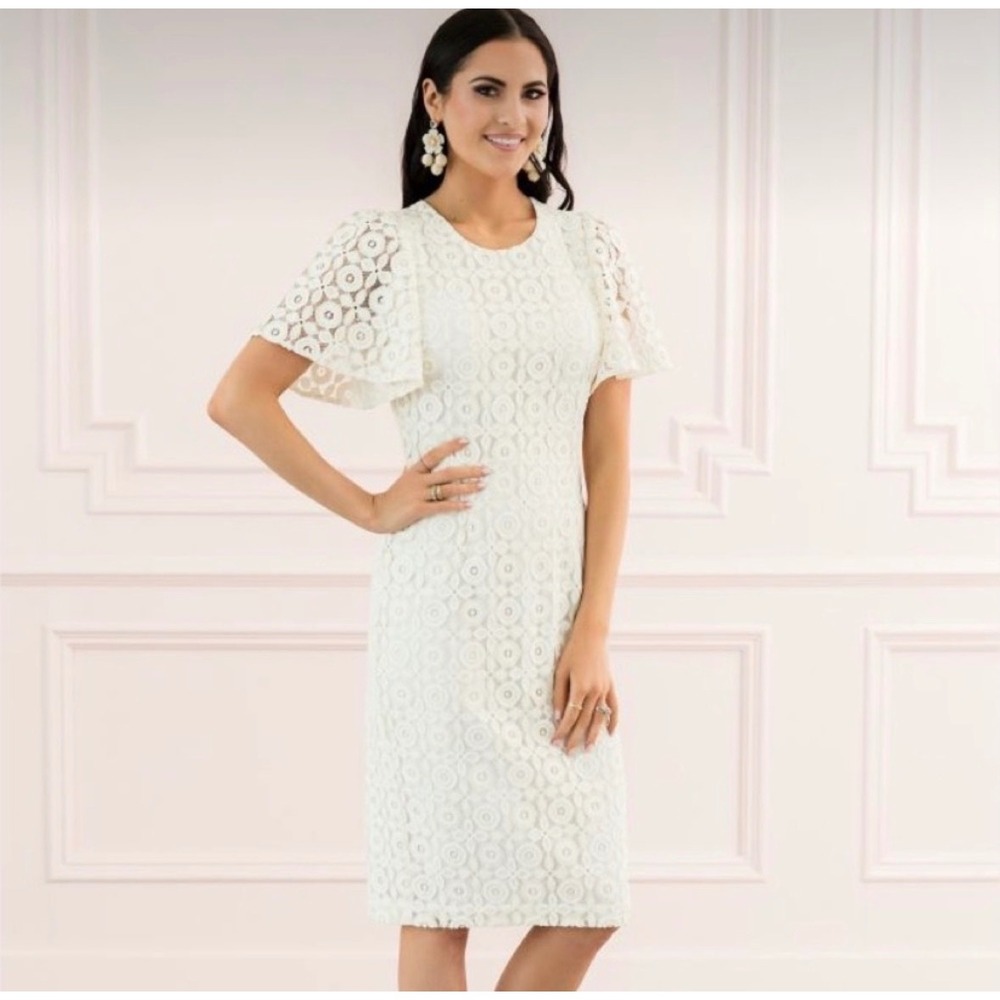 Rachel Parcell Ivory Lace Flutter Sleeve Sheath Dress Size XXL